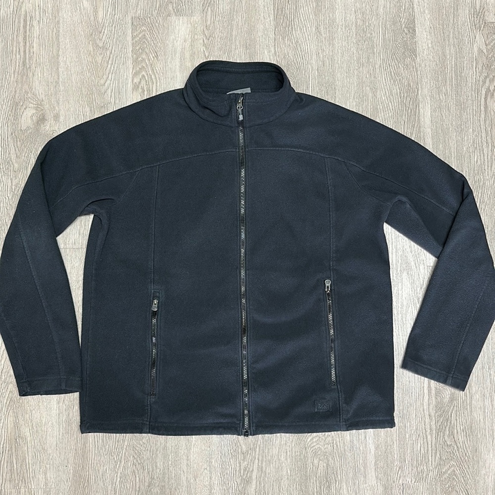 Mens REI Fleece Zip Up Sweatshirt Sweater XL black
